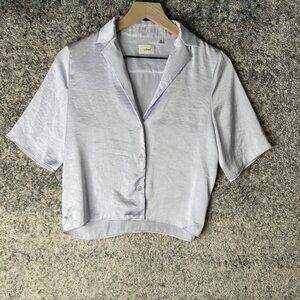 Wilfred Shirt Womens XXS Lavender Cropped Button Front‎ Boxy Camp Collar Aritzia
